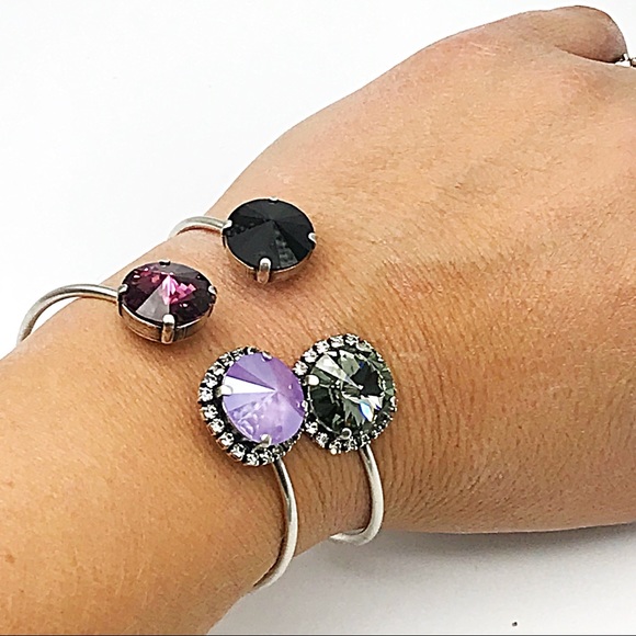 Purple amethyst Swarovski crystal bangle bracelet - Picture 1 of 3
